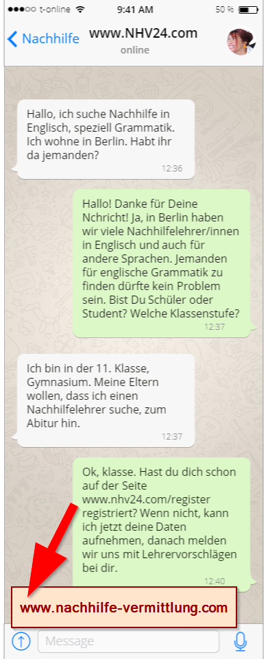 Nachhilfe Whatsapp Chat Beispiel WuchatBsp